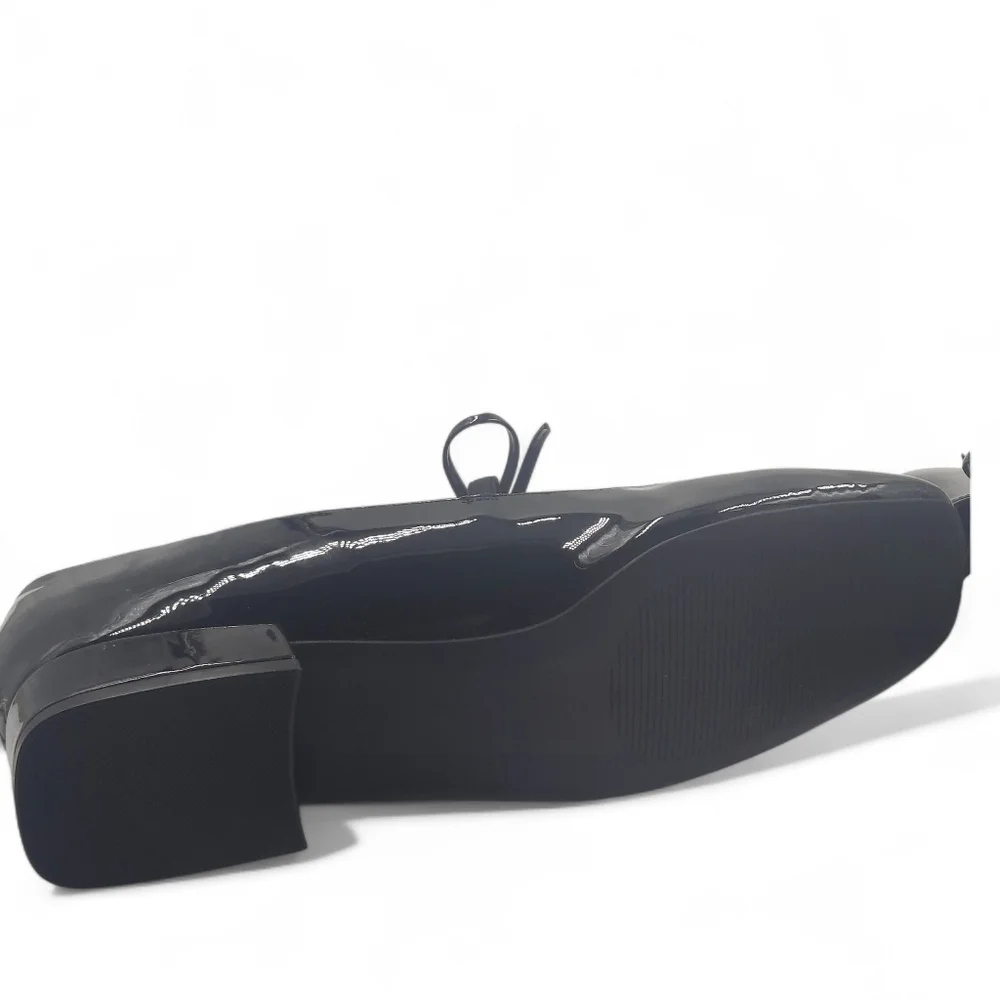 MADDEN Girl Mary Jane Flats Black Patent Square Toe Bow Ladylike Minimal 8.5 LNC - Picture 7 of 9